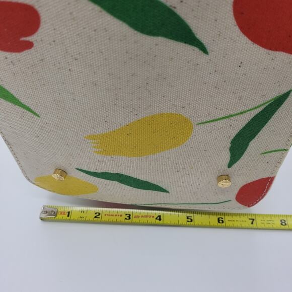 Frances Valentine Tulip Canvas Tote Bag Leather Trim Handle & Shoulder Strap - Picture 13 of 16